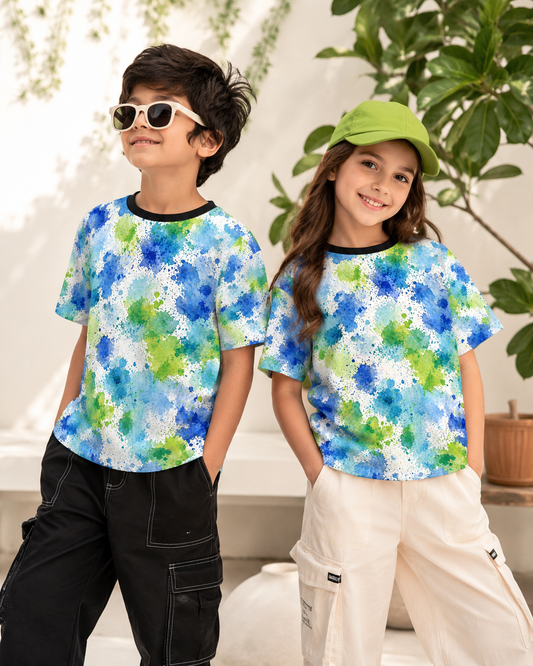 Aqua Mist| Watercolor Splash Graphic printed Tee