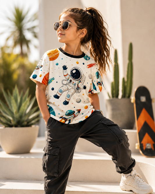 Astro Float| Astronaut Rocket Graphic printed Tee