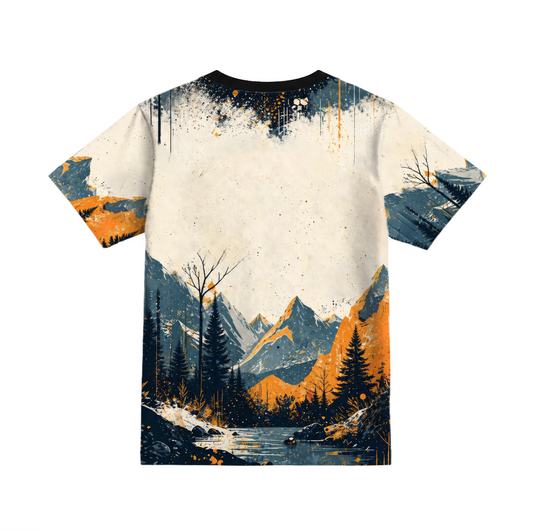 Sunset Peaks |Mountain & Birds Scenic printed Tee