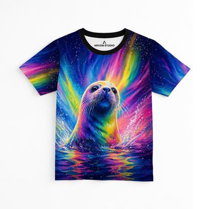 Neon Splash Seal | Seal Water Graphic Printed Unisex T-shirt