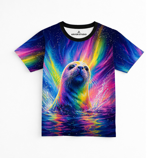 Neon Splash Seal| Seal Water Graphic Printed Tee