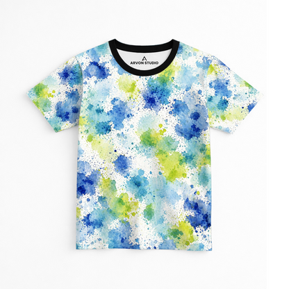 Aqua Mist| Watercolor Splash Graphic printed Tee