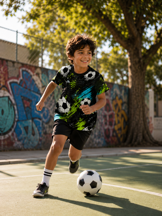Street Football| Grunge Soccer Graphic printed Tee